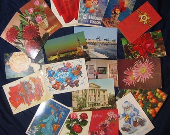 Set 20 Assorted Russian Standard Postcards - Altered Art - Assemblage - Scrapbooking - Smash Book – Collage