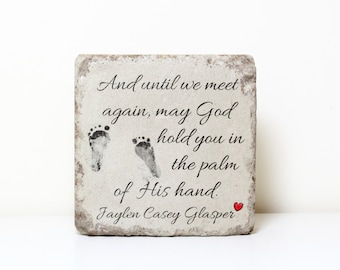 ACTUAL FOOTPRINTS Memorial Stone. PERSONALIZED Gift. 6x6 Tumbled Concrete Paver. Baby Remembrance Stone. Stillborn or Infant Loss Memorial
