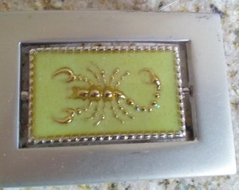 Unique Reversible lady and scorpion vintage belt buckle