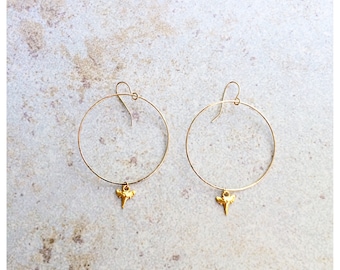40mm Round Mini Sharktooth Earrings Goldfill