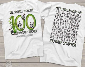 Teacher shirt - 100 days of school - panda hundred days smarter crew neck or vneck shirt MSCL-120