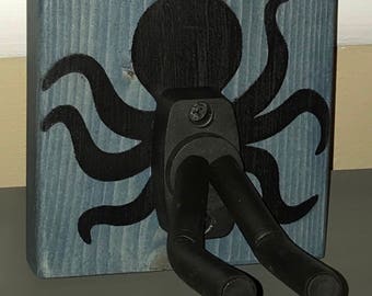 Octopus Wooden Guitar Hanger (ukulele, banjo, mandolin too!) with adjustable hook