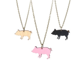 Pig Love Necklace - Handmade - Laser Cut - laser cut jewelry