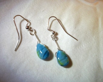 Aqua Swirl Teardrop Earrings