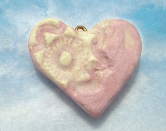 clay heart bead, bead for necklaces, heart bead,ceramic bead, # 128