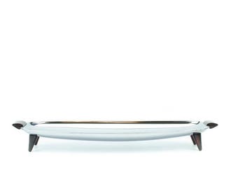 Glo Hill Chrome Bakelite Serving Tray Mid Century Modern