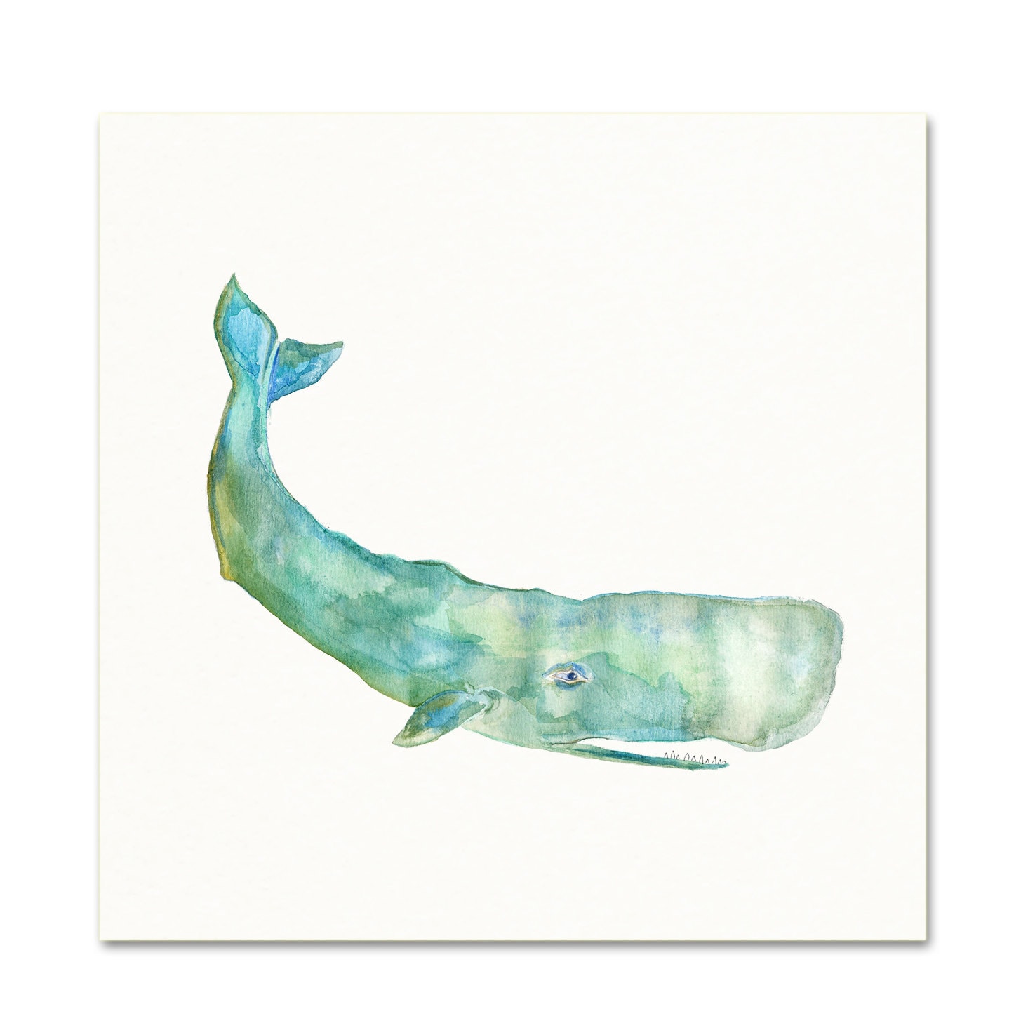 Watercolor Whale Art Print. Cute Whale Painting. Kids Nursery