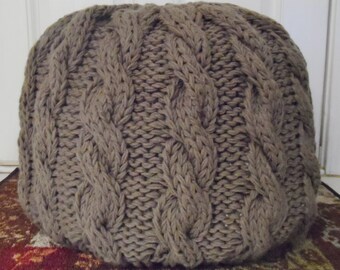 Cable Knit Pouf, Pouf Ottoman, Nursery Pouf, Knit Pouf, Made to Order