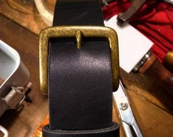 Latigo cowhide belt with nickel free buckle