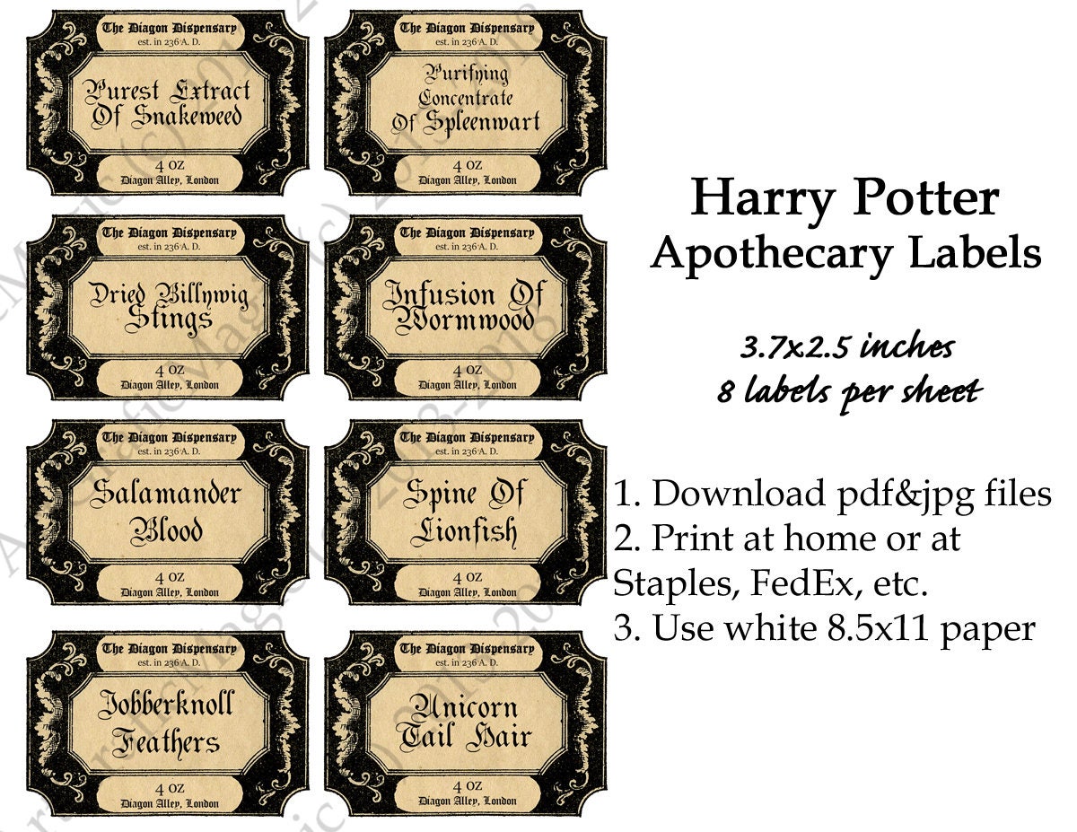 printable harry potter apothecary labels 37 x 25