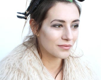 Black Glitter Skeleton Day of the Dead Crown Head Dress