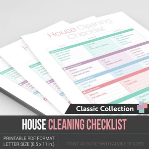 Modern One Page House Cleaning Checklist - Instant Download! PDF format ready to edit or print at home!