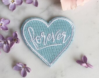 Forever Heart Patch - Iron-On - Embroidered Applique - Patches - Something Blue - Wedding - Bride - Bridal - Wildflower + Co.