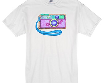 Camera Retro T-Shirt white 100% cotton photography