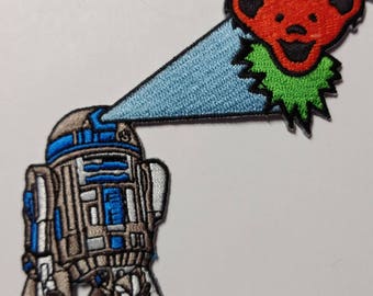 5" R2-D2 Orange Dancing Bear Patch Grateful Dead Owsley Stanley Merry Pranksters Steal Your Face