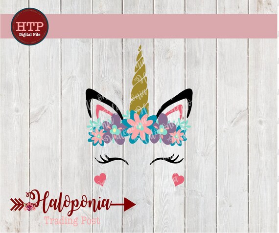 Download Unicorn Face with Flower Crown SVG File