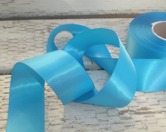 Turquoise satin ribbon 5 yards double-faced premium 1.5" width
