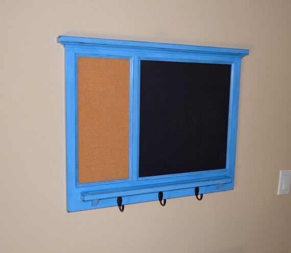 Bulletin Board & corkboard Organizer with letter holder Key / Coat / Hat rack - Home Decor - Family Organizer