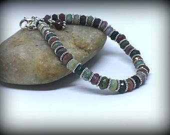 Faceted Jasper Sterling Silver Bracelet