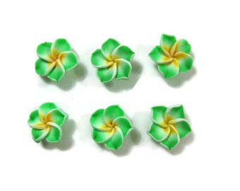 15 mm Polymer Clay Plumeria Flowers Set of 6 (SP8)