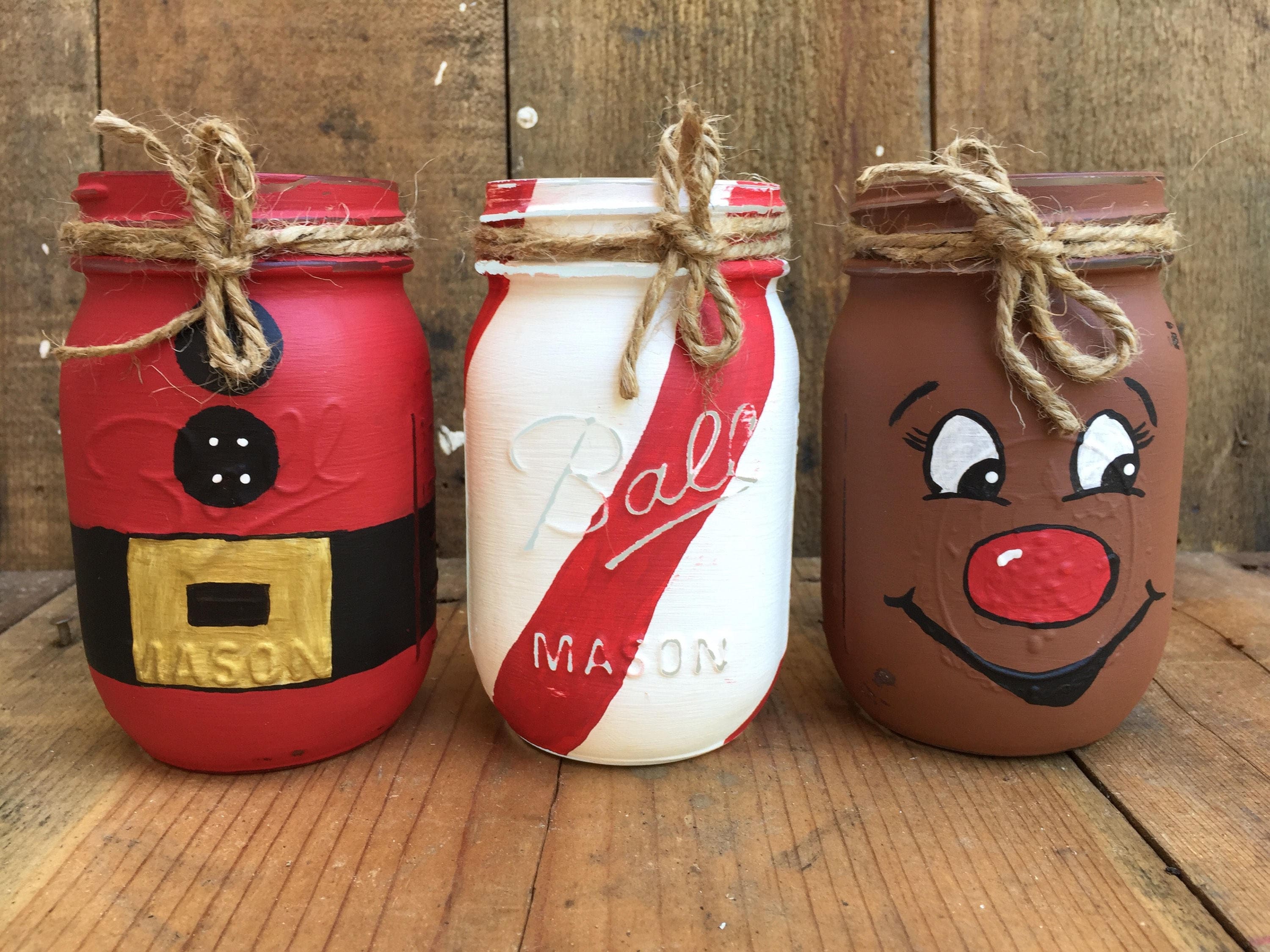 Painted mason jars Christmas mason jar santa jar candy cand