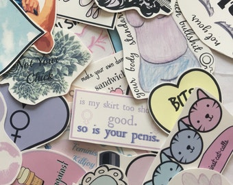 Waterproof Pastel Grunge Feminist Sticker (Pack of 7)