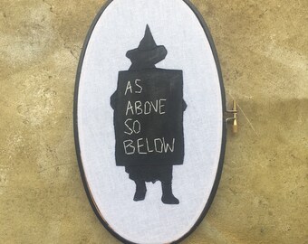 As above, So below - hand painted and embroidered @witchpdx inspired hoop