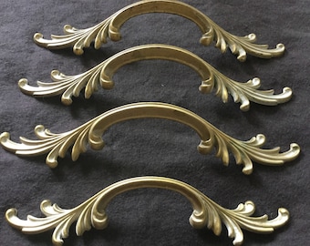 WOW Antiqued Brass Colored Drawer Pulls 5" Center 9" Total Length