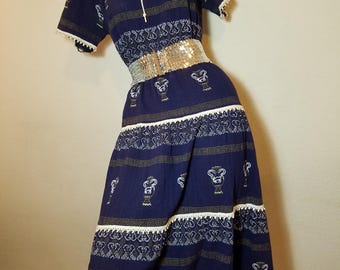 FREE SHIPPING 1960 Peasant Boho Dress