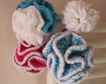 Flower shower / wool crocheted tawashi * Ø 7 or 10 cm / choice of colors * eco friendly washable - size baby or adult
