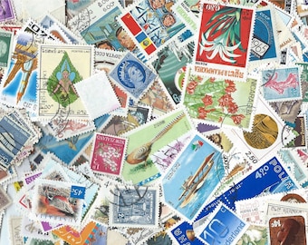 100 Postage Stamps - Scrapbooking, collage, altered art