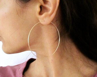 2.5" sterling silver, yellow or rose gold filled big hoop earrings, modern hoops earrings