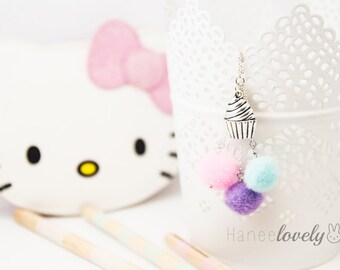 Planner charm, pom planner charm, cute planner charm, cupcake planner charm, birthday planner charm,silver planner charm,planner accessories