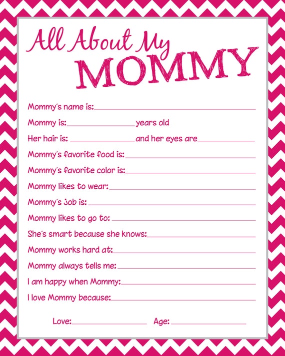 Items similar to Mommy questionnaire, Perfect For Mother's Day! on Etsy