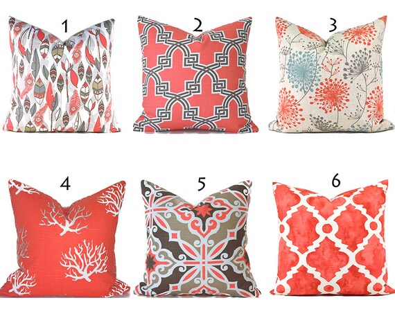 Coral Pillow Covers Any Size Decorative Pillows Pillow Inserts