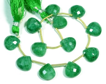 7.5 Inches Strand Natural Green Quartz Beads 12mm Heart Beads Faceted Gemstone Briolettes Quartz Gems Semi Precious Stone No 373