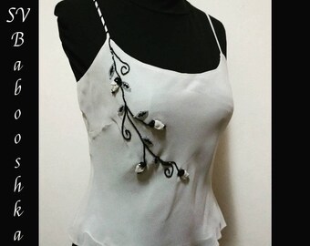 Top in embroidered silk gauze