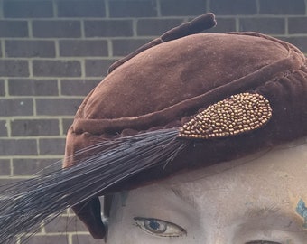 Royal Wedding Hat Fascinator Velvet with Beading