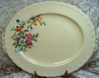 PLATTER - Grindley of England - Butter Yellow with Florals - Vintage