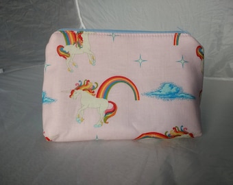 Unicorn Zip Pouch. Make-up/Toiletries Bag or Pencil/Stationary Pouch