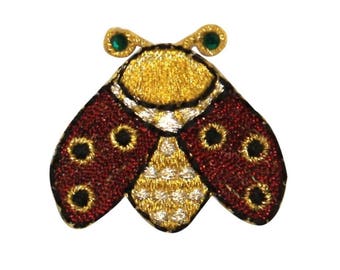ID 0742 Golden Beetle Patch Scarab Insect Craft Embroidered Iron On Applique