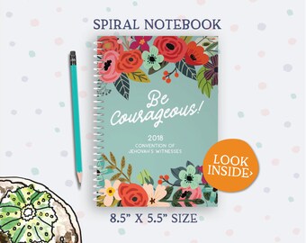 2018 Be Courageous Convention A5 Size Notebook - Turquoise Floral - jw gifts - best life ever - bestlifeever - jw org