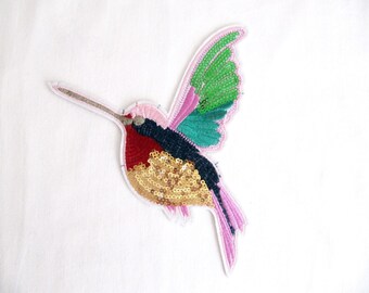 Sora Iron On Bird Patch,BIRD Applique, Sequin Bird Patch ,Iron On Bird, Sew On Bird,Embroidered Bird,Bird Costume accessory