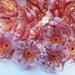 15 Large Glass Flower Beads in Pink/Crystal with Gold Viens 15mm size