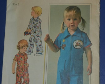 Vintage 70s Sewing Pattern Simplicity 7630 Toddler Jumpsuit