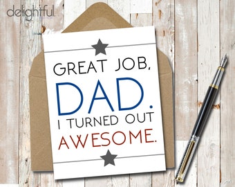 Instant Download Funny Father's Day Card / For Dad / I Love Dad / Thanks Dad Greeting Card / Card for Dad - Printable