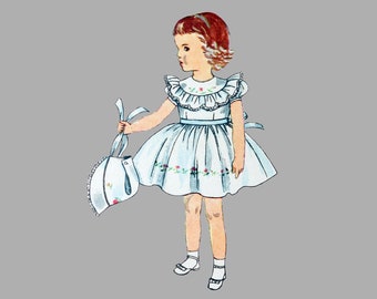 1952 Child's Dress and Bonnet pattern Simplicity 4055