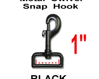 10 PIECES - 1" - BLACK Coated Metal Swivel Snap Hooks - Purse Strap Clip - 1 inch