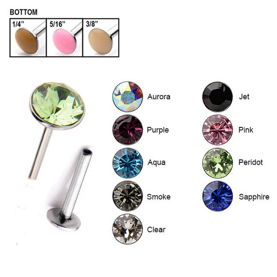 316L Surgical Steel Labret Style Nose Ring Stud Threadless