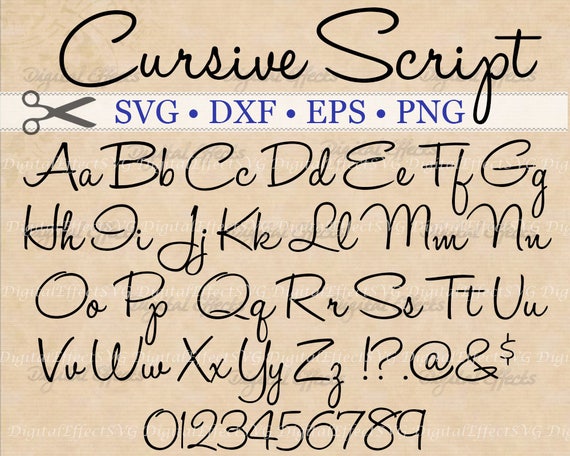 Download CURSIVE Script SVG Handwriting Script Monogram Font Svg Dxf